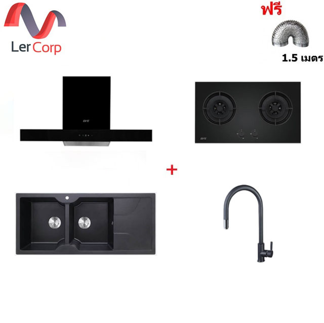 [0% 10 เดือน] (EVE) เครื่องดูดควัน HC-LOFTBOX-90 + เตาแก๊ส HB78-2BCCBG + ซิงค์ล้างจาน EUROSTONE 1160500 + ก๊อกน้ำ AZTAC II BLACK ฟรีท่อยืด 1.5 เมตร อื่นๆ ราคา 24,890 บาท*ส่งฟรี