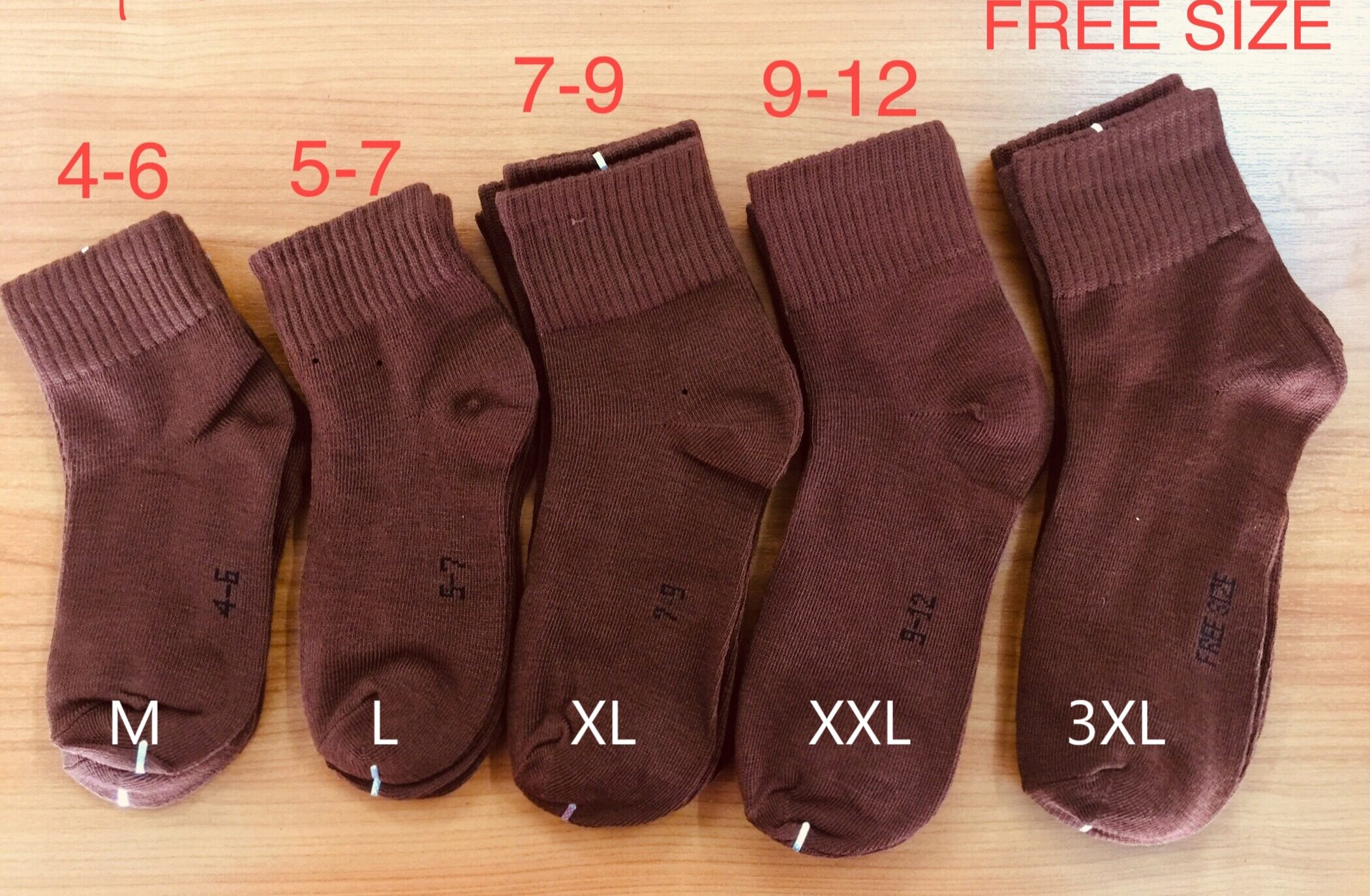 ถุงเท้านักเรียนชาย ถุงเท้าน้ำตาลข้อสั้น มีให้เลือก 5 ไชส์ (แพค 12 คู่)  ผ้านุ่มใส่สบาย