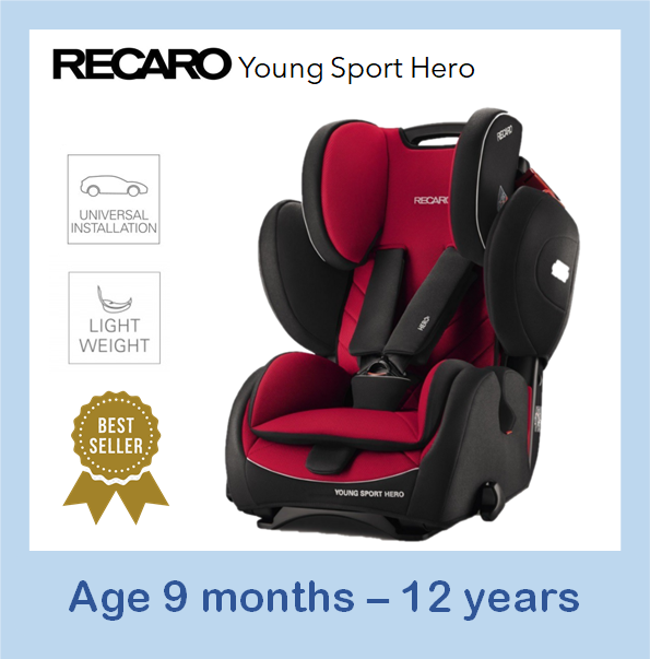 🔥Free Delivery 🔥 RECARO คาร์ซีทสำหรับอายุ 9เดือน-12ปี รุ่น Young Sport HERO สีแดง ของแท้ มีใบรับประกัน