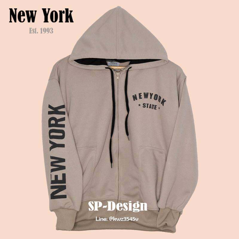 เสื้อคลุมมีฮูด เสื้อกันหนาว New York Hoodie สกรีนแขน