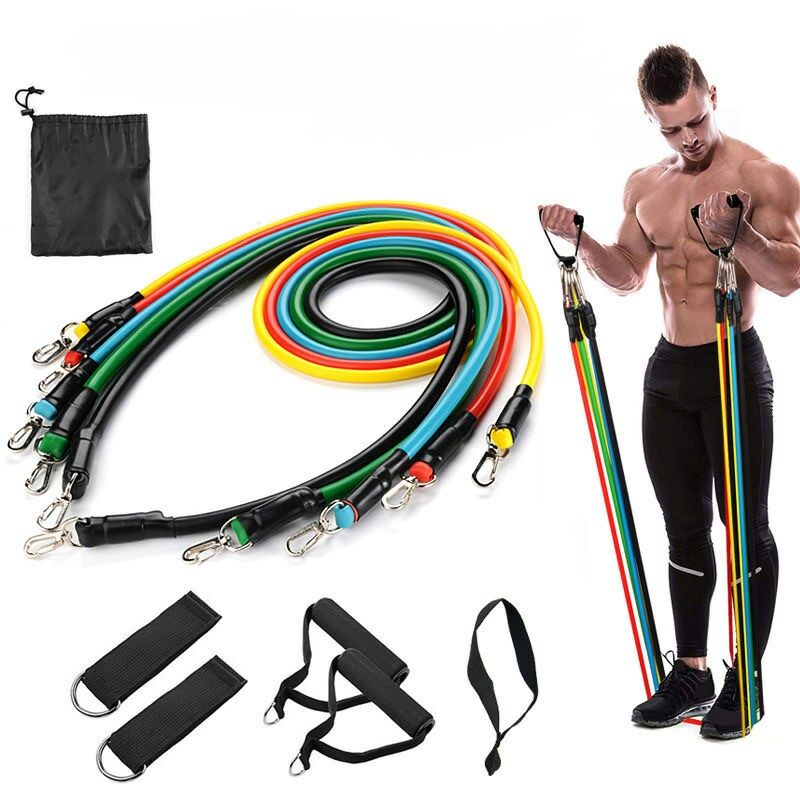 สายแรงต้าน ยางยืดหูจับ ยางยืดออกกำลังกาย  Resistance band ชุดใหญ่ 11 ชิ้น