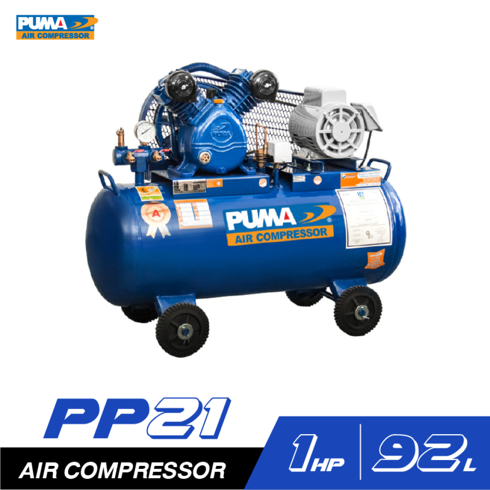 Puma Air Pump Puma 92 Liters (Belt Type) # Motor 1, Horsepower: 1 # Electricity 220 V # Air Volume 203.2 Liters/Minute (1 Year Warranty) ราคา 22,900 บาท*ส่งฟรี