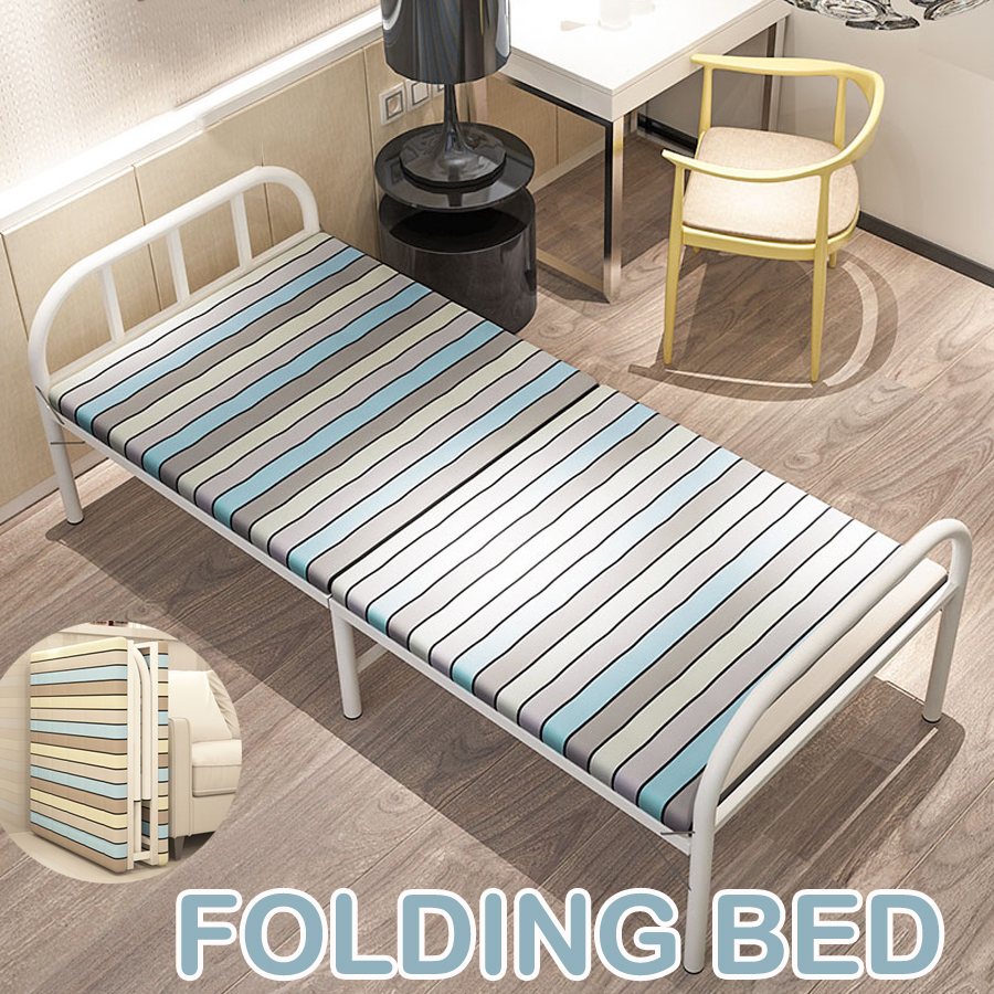 เตียงพับ เตียงพับได้ เตียงนอน เตียงเหล็กกล่อง+ไม้อัด พับเก็บได้ สำหรับหอพัก แข็งแรงทนทาน Fold bed Extra bed เตียงเสริม Simpler