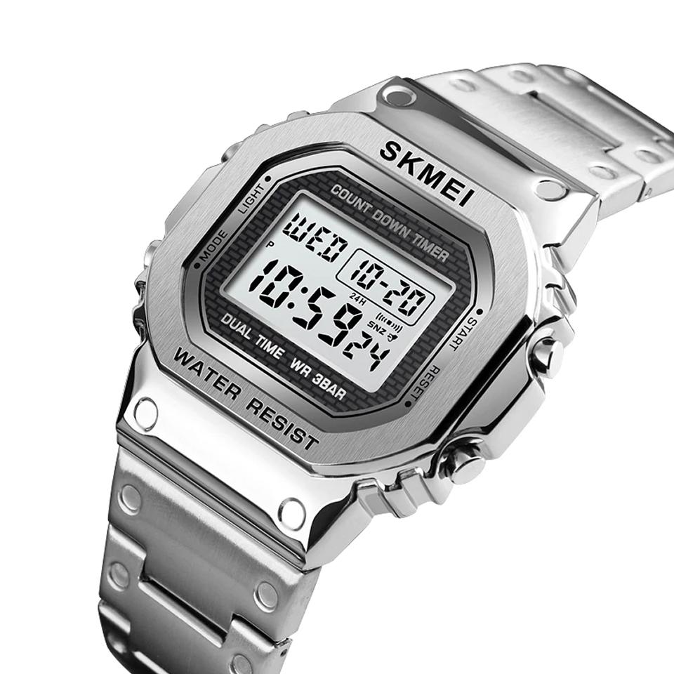 นาฬิกาทางการ นาฬิกาข้อมือดิจิตอล กันน้ำ SKMEI 1456 LED ดิจิตอล สายสแตนเลส งานแท้ 100% มีประกันสินค้า พร้อมจัดส่ง (ส่งไว 1-2 วัน)