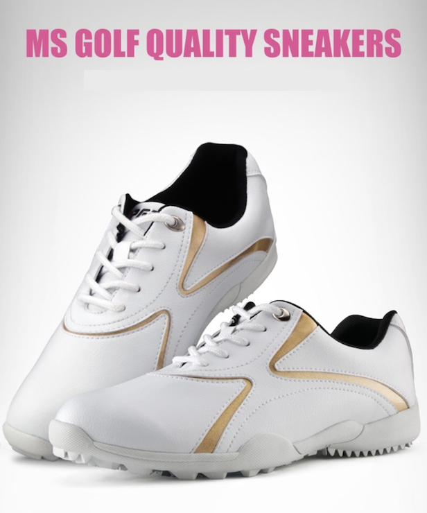 EXCEED Golf Shoe by PGM Model White Gold for Man SIZE EU:35 - EU:45 ( XZ016)