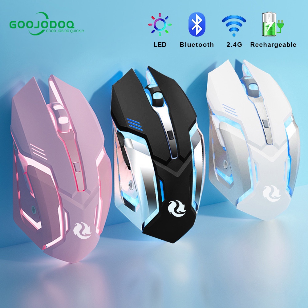 GOOJODOQ 🇹🇭【ไทยแลนด์สปอต】 เมาส์เกมมิ่ง Gaming Mouse เมาส์ไร้สายแบบชาร์จไฟได้ - 2.4Ghz 1600 DPI พร้อม LED Otomatis