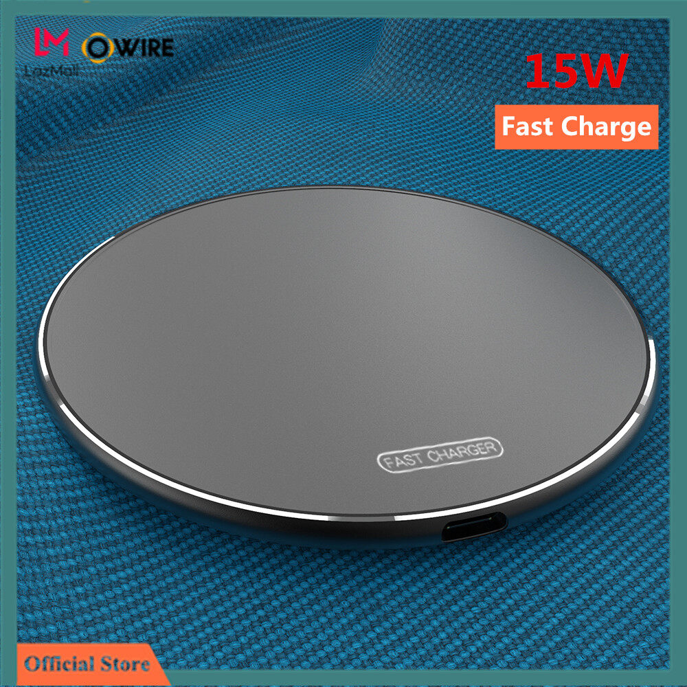 OWIRE 10W/15W Qi ไวเลสชาร์จสำหรับ iPhone X XS Max 8 8 Plus Fast Wireless Charging Pad for Samsung S8 S9 Note 9 Xiaomi Mi Mix 2s