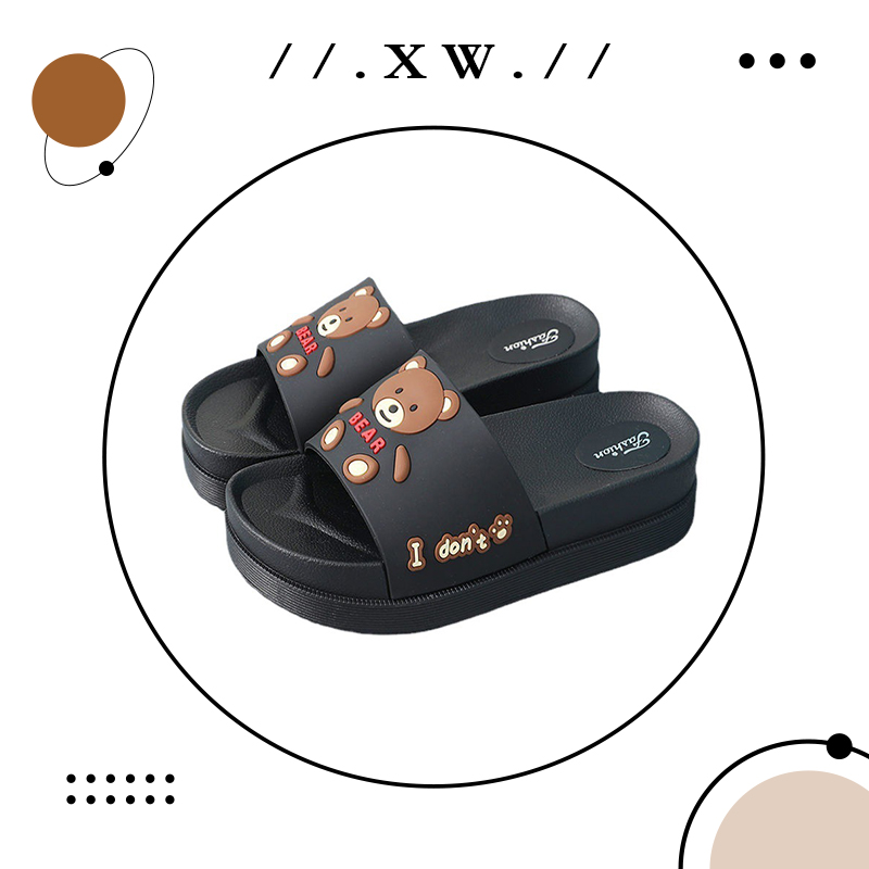 XWshop new product⚡️ Sandals wear thick soles sandals wear cute bear pattern🔥This model thick soles htc2 inch put casual supports weight Flint/๊าา ราคา 89 บาท*ส่งฟรี