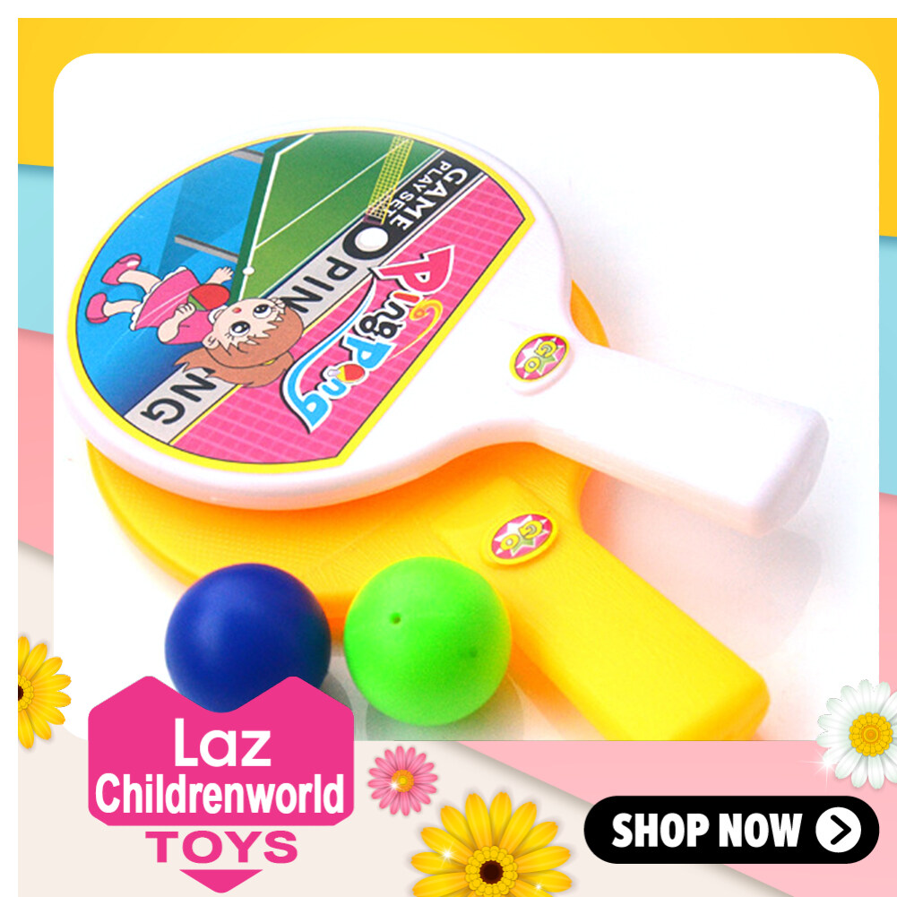 Childworld 2 ชิ้นเด็กมินิแบบพกพาการ์ตูนปิงปองบอลกีฬาในร่มเกมของเล่น