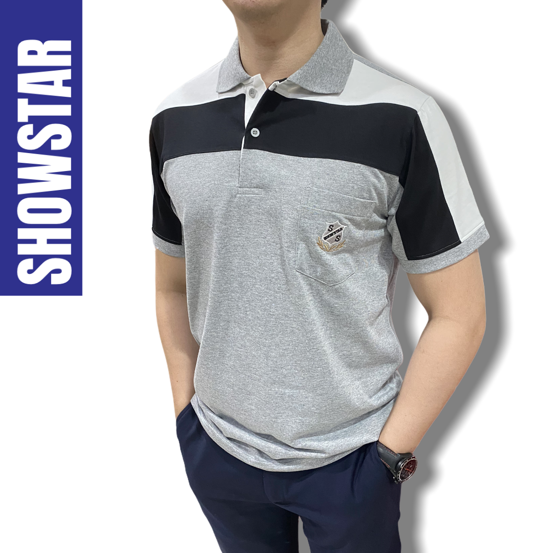 SHOWSTAR (ss9347) เสื้อโปโลชาย  ผ้าคอตอตอ100 แขนสั้น รุ่นมีกระเป๋า มีไซส์ L-3XL มีทั้งหมด 8 สี ผ้านิ่มใส่แล้วไม่ร้อน