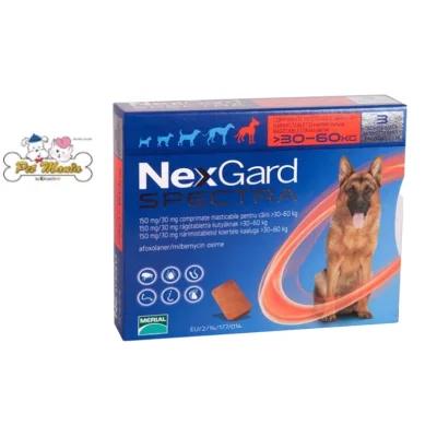 NexGard Spectra สำหรับสุนัขน้ำหนัก30-60kg.(1กล่อง3เม็ด)