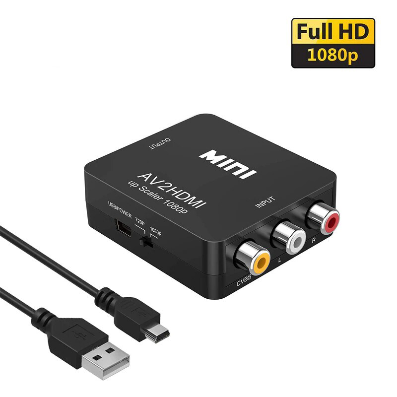 ตัวแปลงสาย av2hdmi หัวแปลง AV to HDMI Converter (1080P) ตัวแปลงสัญญาณภาพและเสียงจาก AV เป็น HDMI / RCA to HDMI / D-PHONE