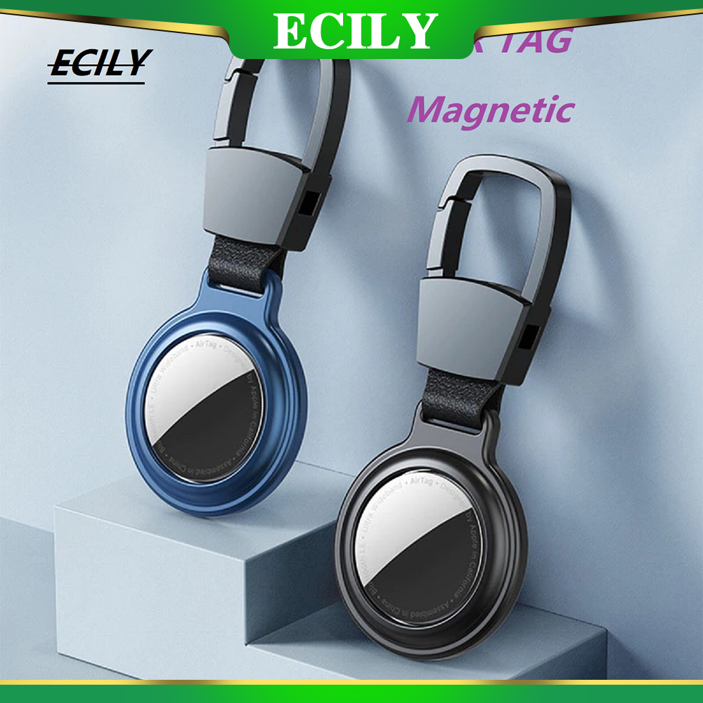 ECILY Magnetic Adsorption Cover For Airtag Tracker Protective Sleeve Holder For Air Tag Locator Keychain Protector Metal Case ราคา 153 บาท*ส่งฟรี