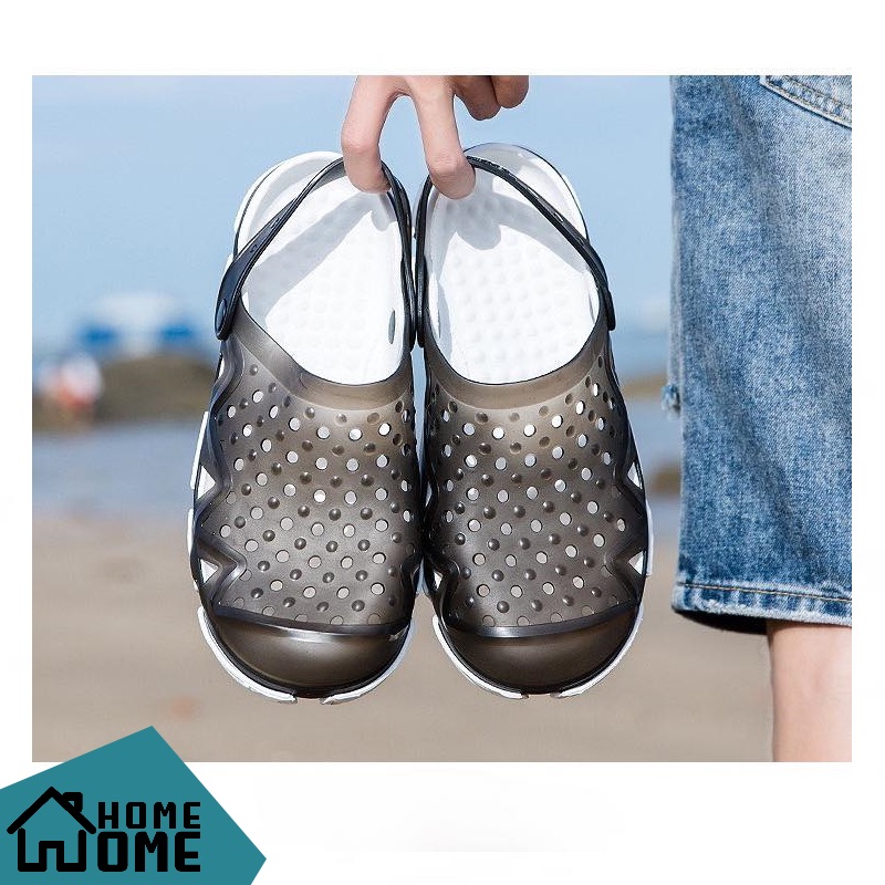 รองเท้าลุยน้ำแบบเที่ยวทะเลมีรูระบาย แห้งไวยึดเกาะแน่น sandal beach สินค้าสีดำ