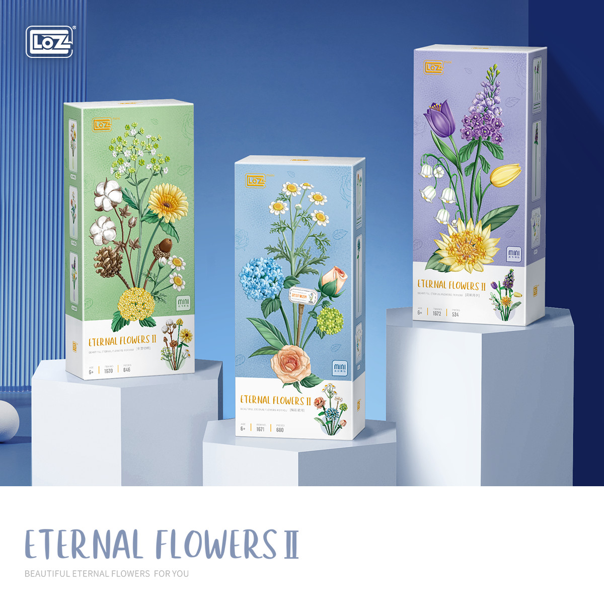 LOZ มินิบล็อก ETERNAL FLOWERS 2 มีให้เลือก 3 แบบ (รหัส 1670-1672) ราคา 443 บาท*ส่งฟรี