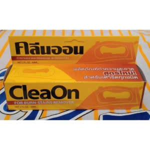 สินค้า CleaOn For Burn-Stains Remover, New Formula for all type of iron and pressing machine ses with the coating for smoother ironing. Net 60 ml.