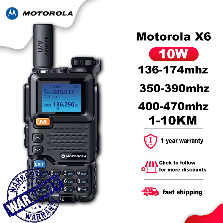 Motorola X6 Walkie Talkie Portable AM FM Two Way Radio Commutator VHF ตั้งค่าระยะยาว 10W สูง 10 กม. ยาว -ความยาวโทร 200 ช่องทางหนึ่งช่อง -CLICK SCAN TOVER -WAY RADIATER กันน้ำสองทาง ราคา  899 บาท*ส่งฟรี
