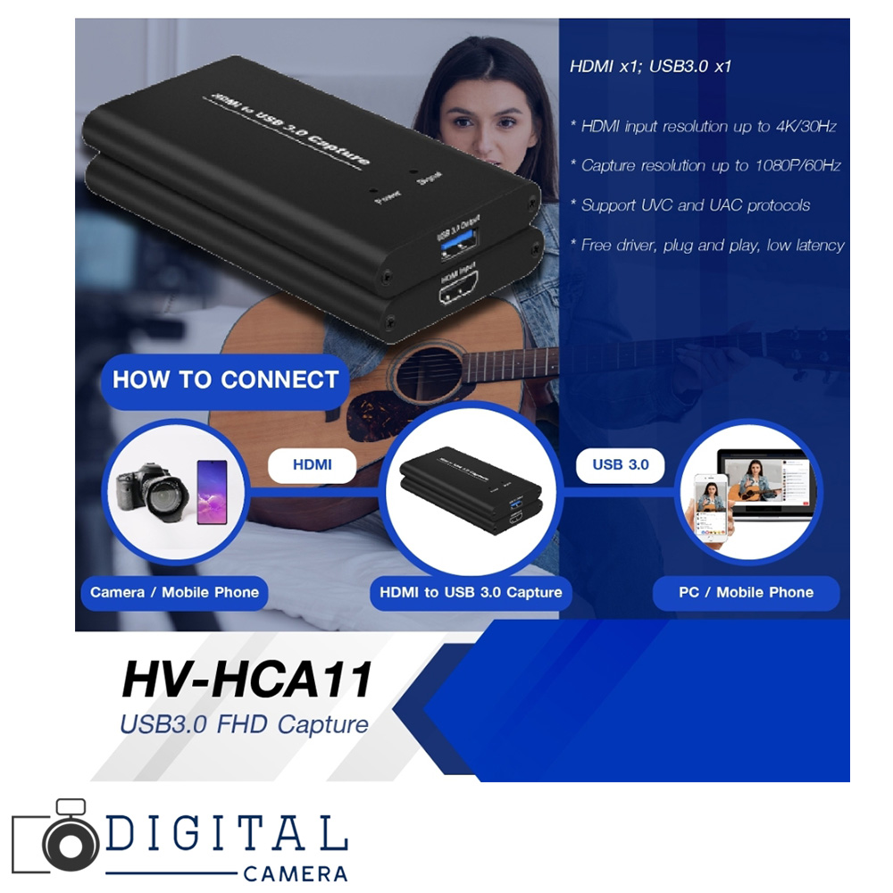 HV-HCA11 USB3.0 FHD Capture Streaming (6 พอร์ต)