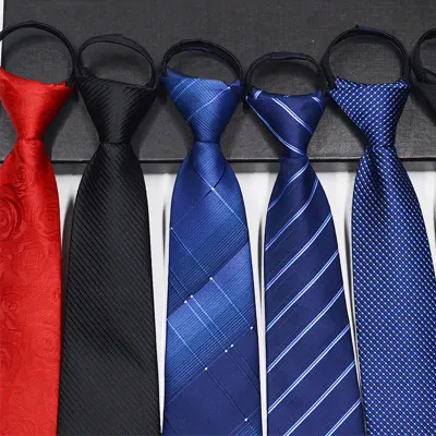เนคไท ไม่ต้องผูก แบบซิป Men Zipper Tie Lazy Ties Fashion 8cm Business Necktie For Man Skinny Slim Narrow Bridegroom Party Dress Wedding Necktie Present