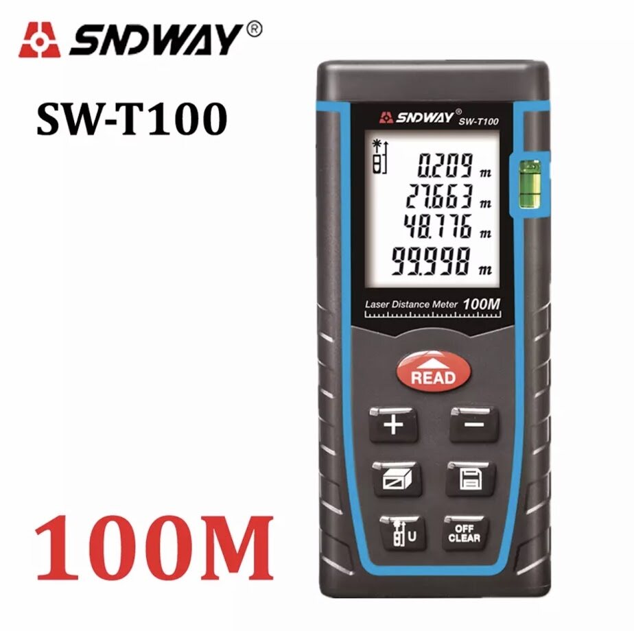 สินค้าพร้อมส่งจากไทย SNDWAY SW-T100 100M เลเซอร์ Rangefinder ดิจิตอล เลเซอร์วัดระยะทางอิเล็กทรอนิกส์ระดับไม้บรรทัด range Finder