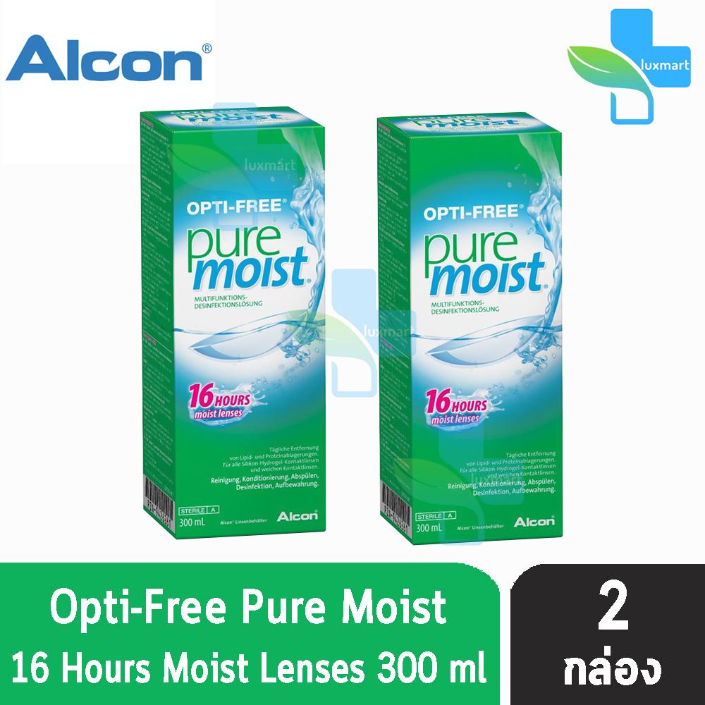 ALCON Opti Free Pure Moist Puremoist ออฟติ ฟรี เพียว มอยซ์ น้ำยาล้างคอนแทคเลนส์ (ขนาด 300 ml) [2 กล่อง]
