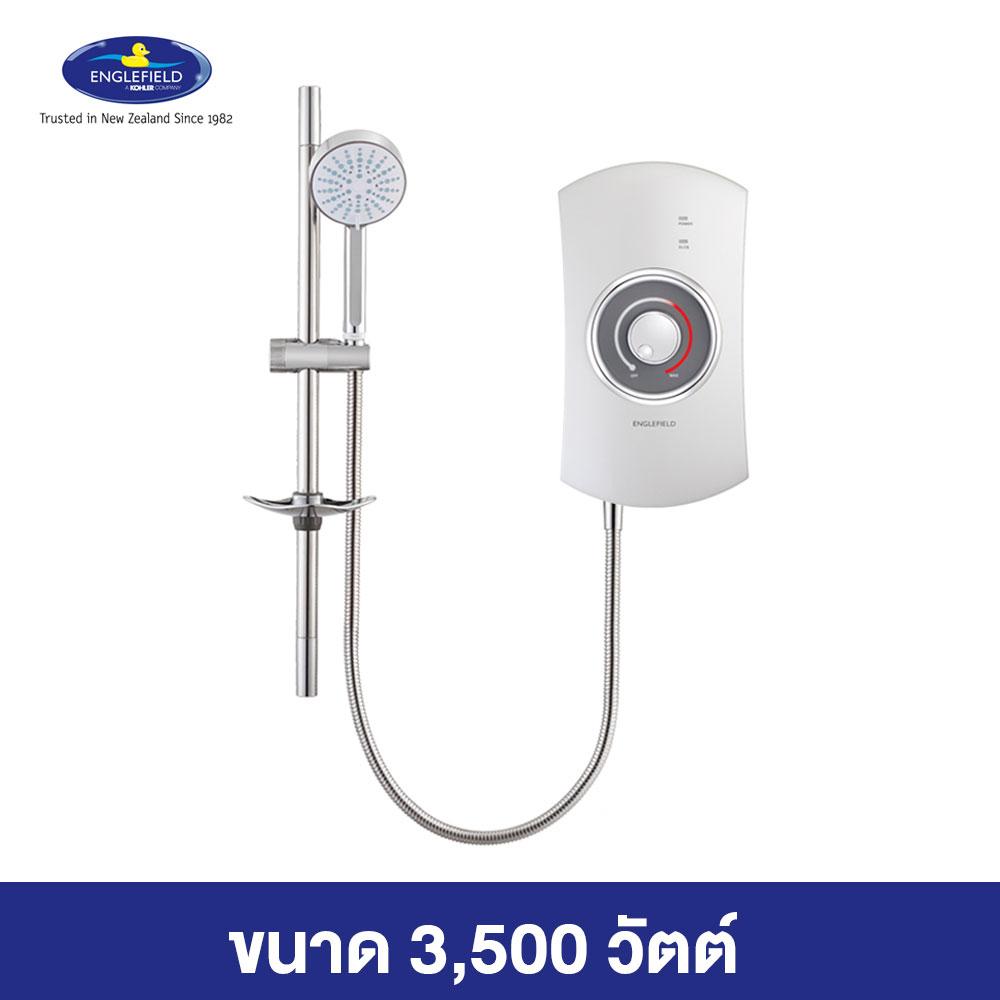 แองเกิลฟิลด์ เครื่องทำน้ำอุ่นไฟฟ้า 3.5 kWออบิส-ขาวมุก(รับประกันหม้อต้ม 10 ปี แถมฟรี !! ฝักบัวสายอ่อน 4 ระดับ รุ่นบีท,ราวเลื่อนสแตนเลส