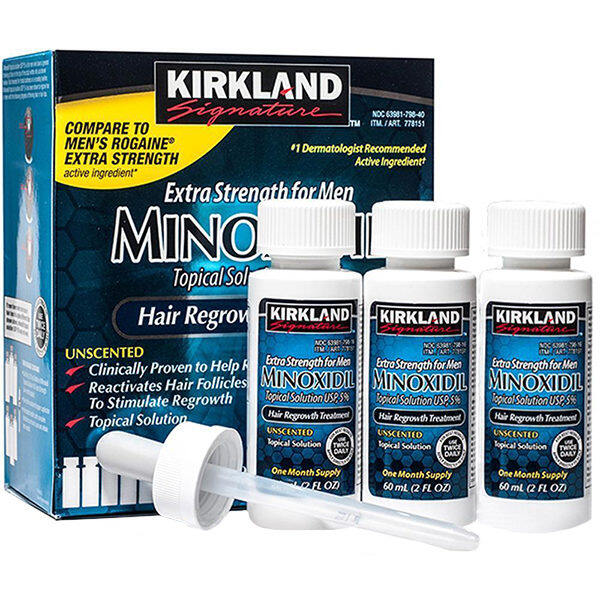 (3ขวด) เซรั่มปลูกผม Kirkland Signature 5% (พร้อมหลอดหยดแท้และขวดสเปรย์) ผมร่วง /ผมบาง /ปลูกผม / ปลูกหนวด  หมดอายุ 12/2022