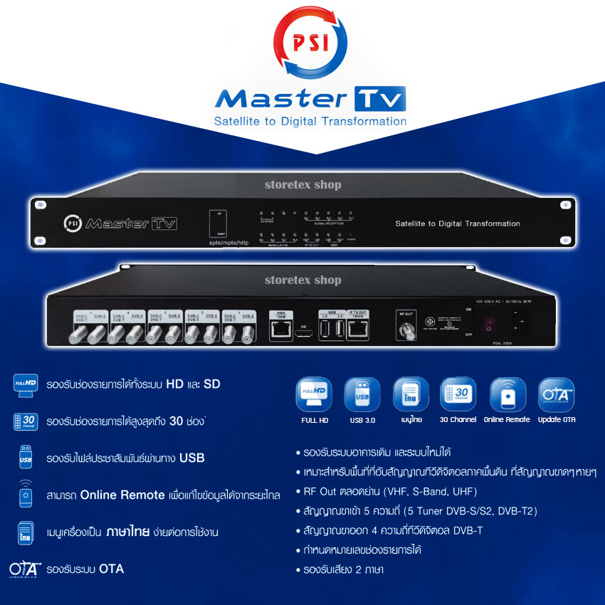 PSI Master TV ชุดงานระบบจานดาวเทียม ดิจิตอล Satellite สำหรับ โรงแรม อพาร์ทเม้นท์ คอนโด ราคา 45,000 บาท*ส่งฟรี