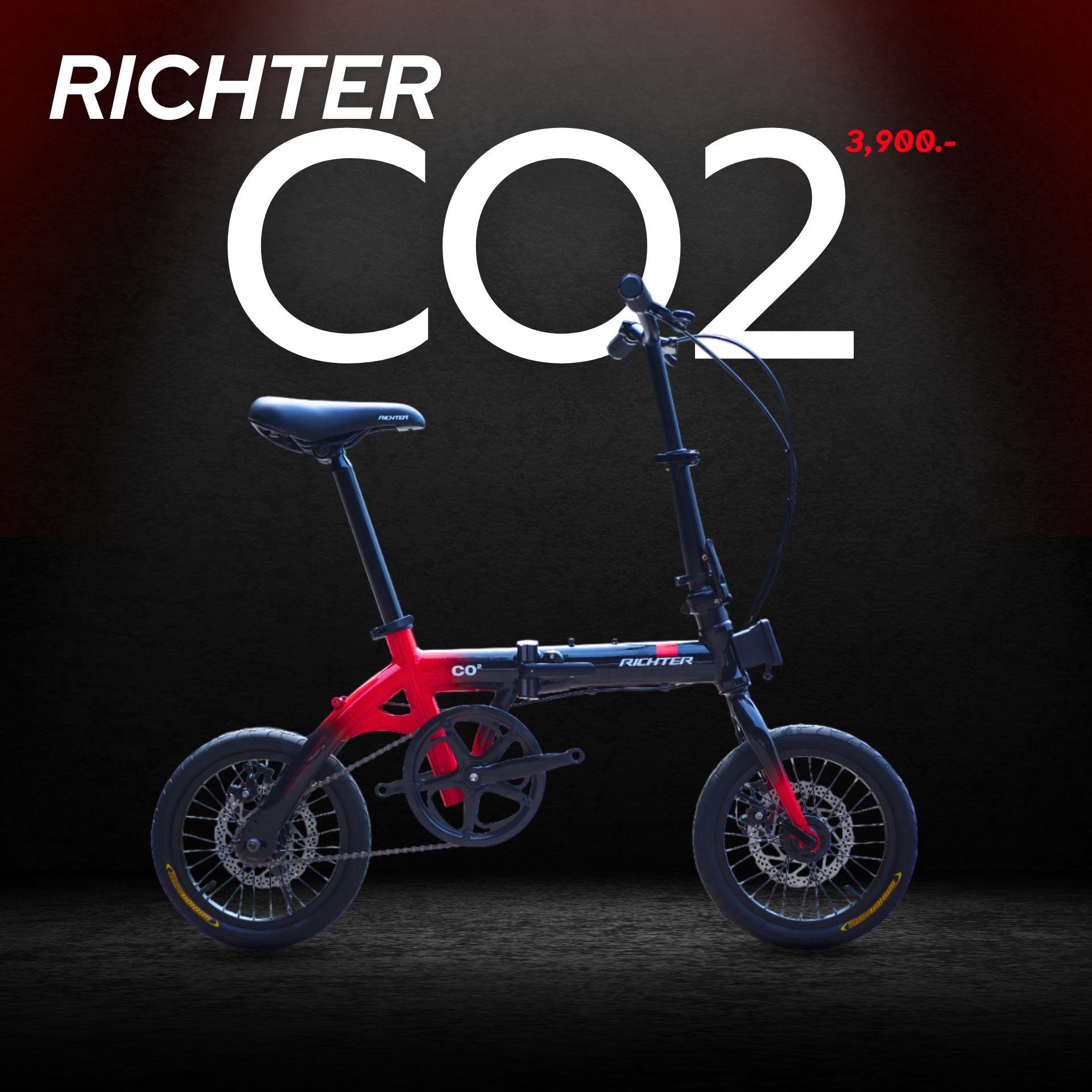จักรยานพับเฟรมอลู Richter รุ่น Co2 ล้อ 14นิ้ว ดิสเบรค ราคา 3,890 บาท*ส่งฟรี