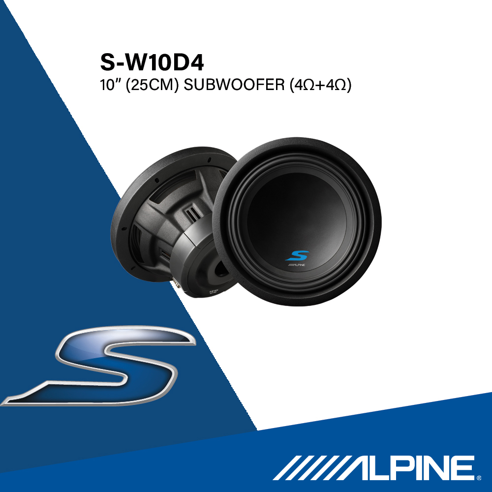 อุปกรณ์ประดับยนต์และชิ้นส่วนยานยนต์ Alpine ซับวูฟเฟอร์ S-W10D4 (SP00029A01) รุ่น S-series ขนาด 10 นิ้ว เสียงเบสหนักแน่นสำหรับ Starter (ราคาซับวูฟเฟอร์ต่อ 1 ข้างเท่านั้น)