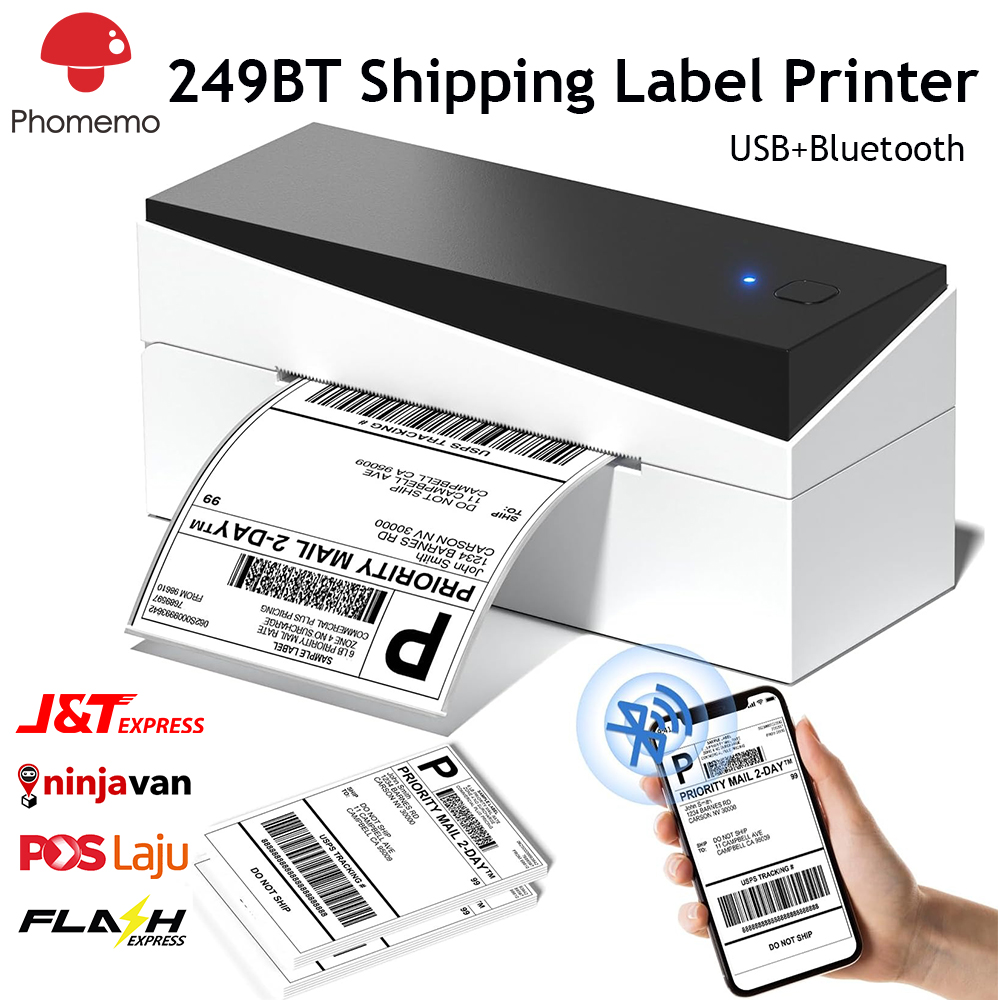 Phomemo 249BT Usb+Bluetooth Waybill Printer A6 Inkless Thermal Label Printer Great For Shipping Label,Barcode,Address,Logo,Awb Sticker ราคา 3,532 บาท*ส่งฟรี