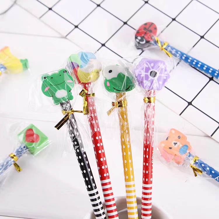 pencil LF-852✏️สุ่มแบบตามลาย ดินสอหัวยางลบ ดินสอไม้ ✔️พร้อมส่ง(สุ่มลายสุ่มสี) ดินสอหัวการ์ตูน คริสต์มาส ดินสอHB เครื่องเขียน
