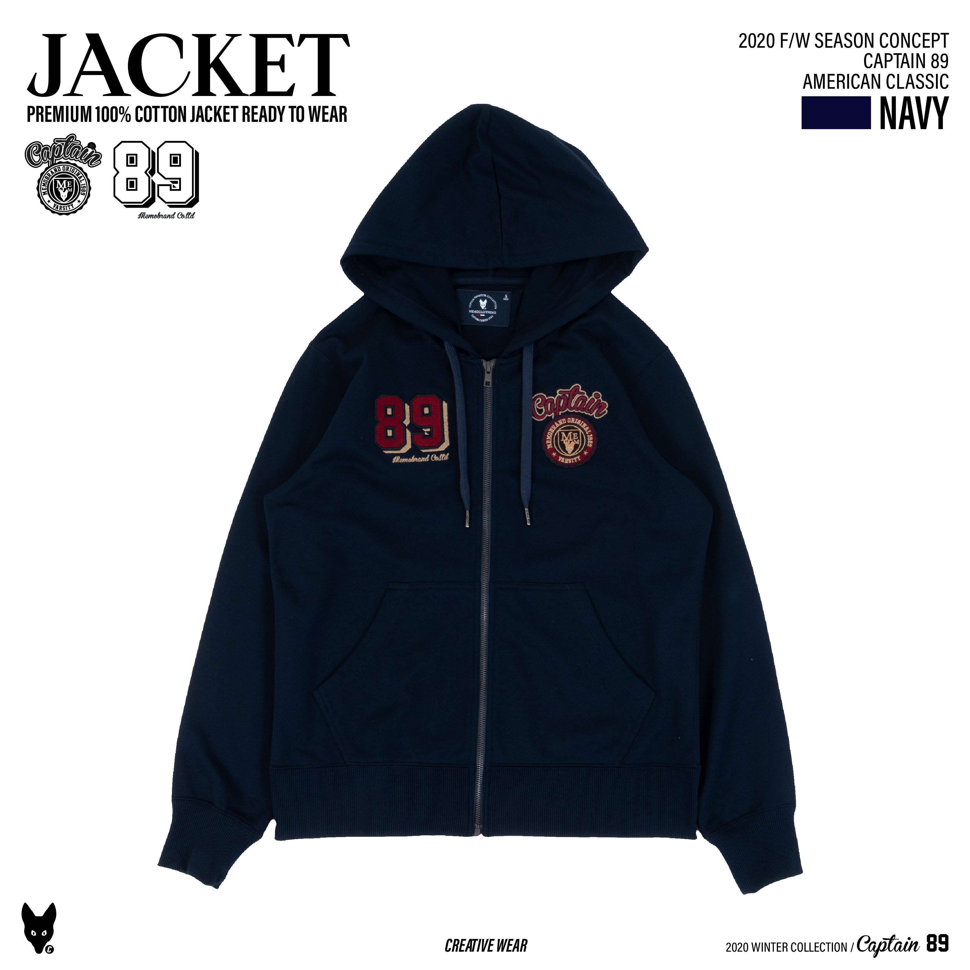 Jacket Hood แบรนด์ Memo รุ่น Captain 89 สินค้าลิขสิทธิ์แท้