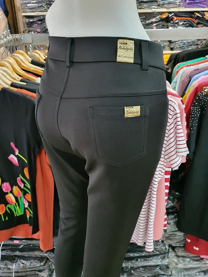 กางเกงป้ายทอง ผ้าวอร์มยืด ขาเดฟ S - 40 กางเกงสกินนี่ กางเกงทำงาน กางเกงทำงานผ้ายืด