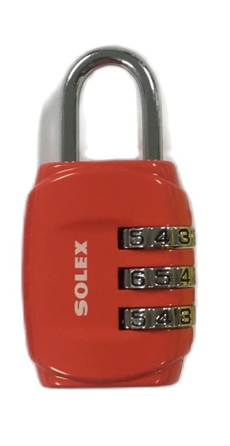 SOLEXกุญแจหมุนรหัส NO.C33 (3 รหัสผ่าน)สีแดง