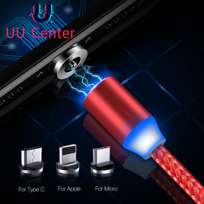 ?UU?【สายชาร์จ IOS/Type-C/Micro USB】3 in 1 ยูเอสบีแม่เหล็กสายชาร์จไมโคร USB แม่เหล็กชนิด C ที่ชาร์จความเร็วสูงสายไฟ 3A สำหรับ iPhone Samsung XIAOMI HUAWEI OPPO หมายเหตุ 7 8