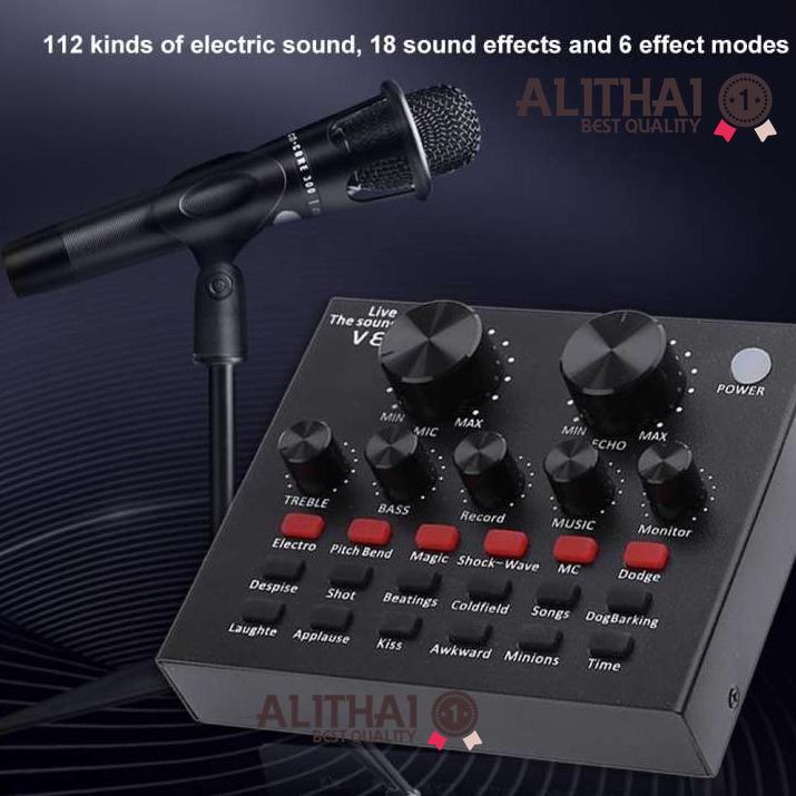 Alithai V8 Audio USB Headset Microphone Webcast Live Sound Card for Phone Computer