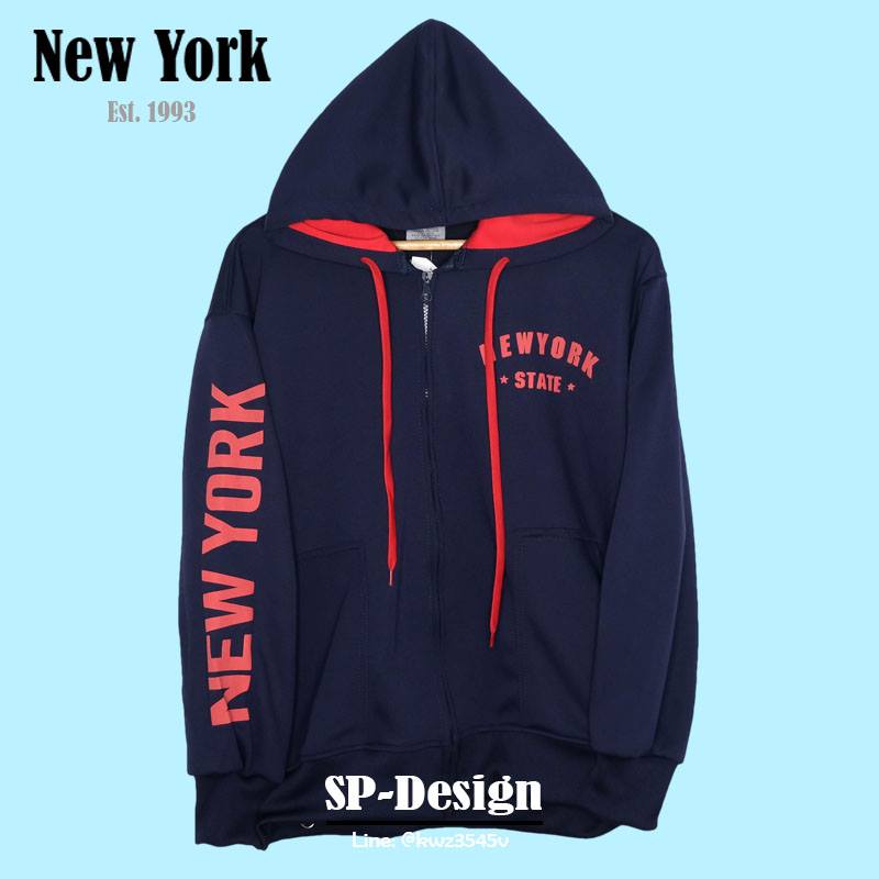 เสื้อคลุมมีฮูด เสื้อกันหนาว New York Hoodie สกรีนแขน