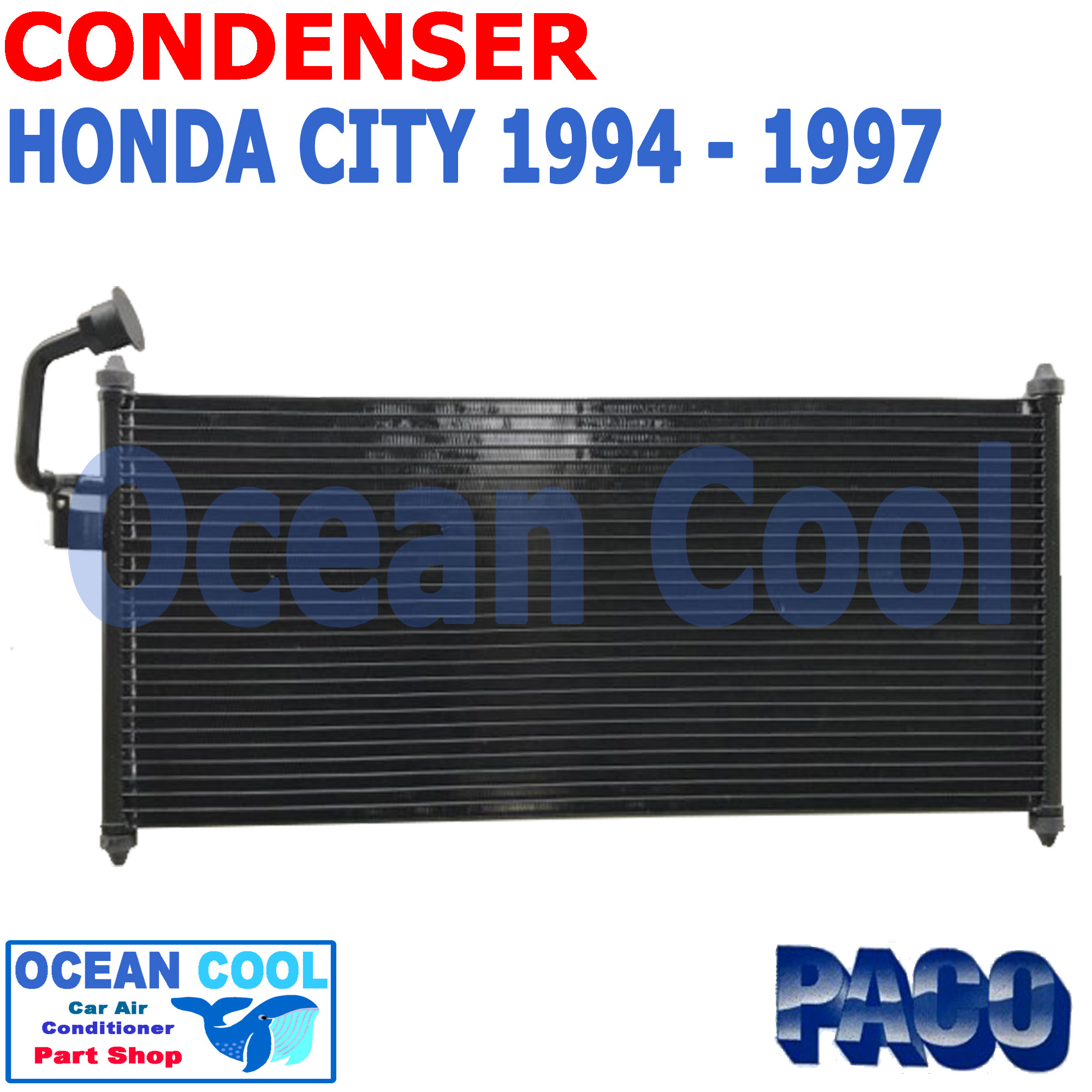 แผงแอร์ ซิตี้ 1994 - 2002 CD0077 CONDENSER HONDA CITY PL3923 คอนเดนเซอร์ รังผึ้งแอร์ แผงรังผึ้ง แผงคอยล์ร้อน ฮอนด้า ซิตี พ.ศ. 2537 ถึง 2545 Ocean cool อะไหล่ แอร์ รถยนต์ ราคา 1,600 บาท*ส่งฟรี