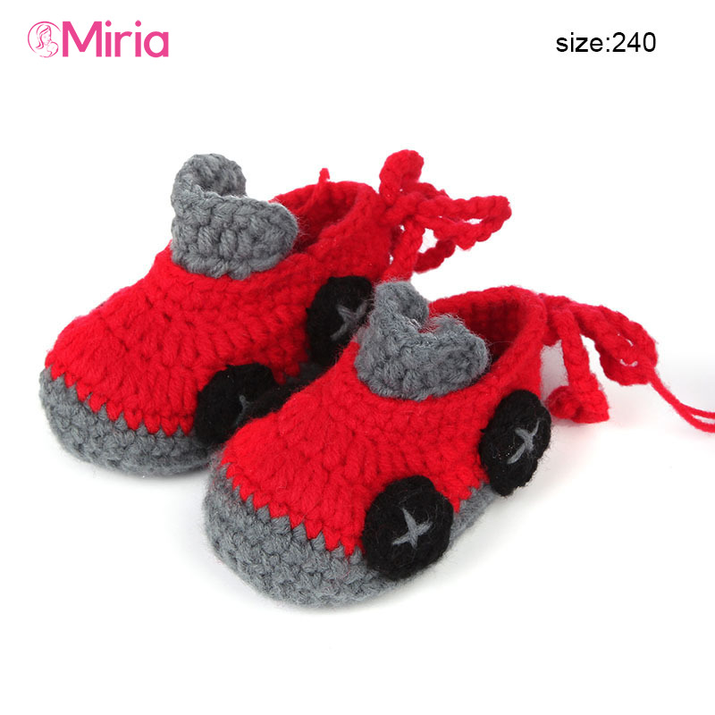 Miria เด็กทารกชายหญิงรองเท้าถักโครเชต์รองเท้าบูทกันหนาวมีสายรัดเด็กทารกแรกเกิดรองเท้าหัดเดินทารก