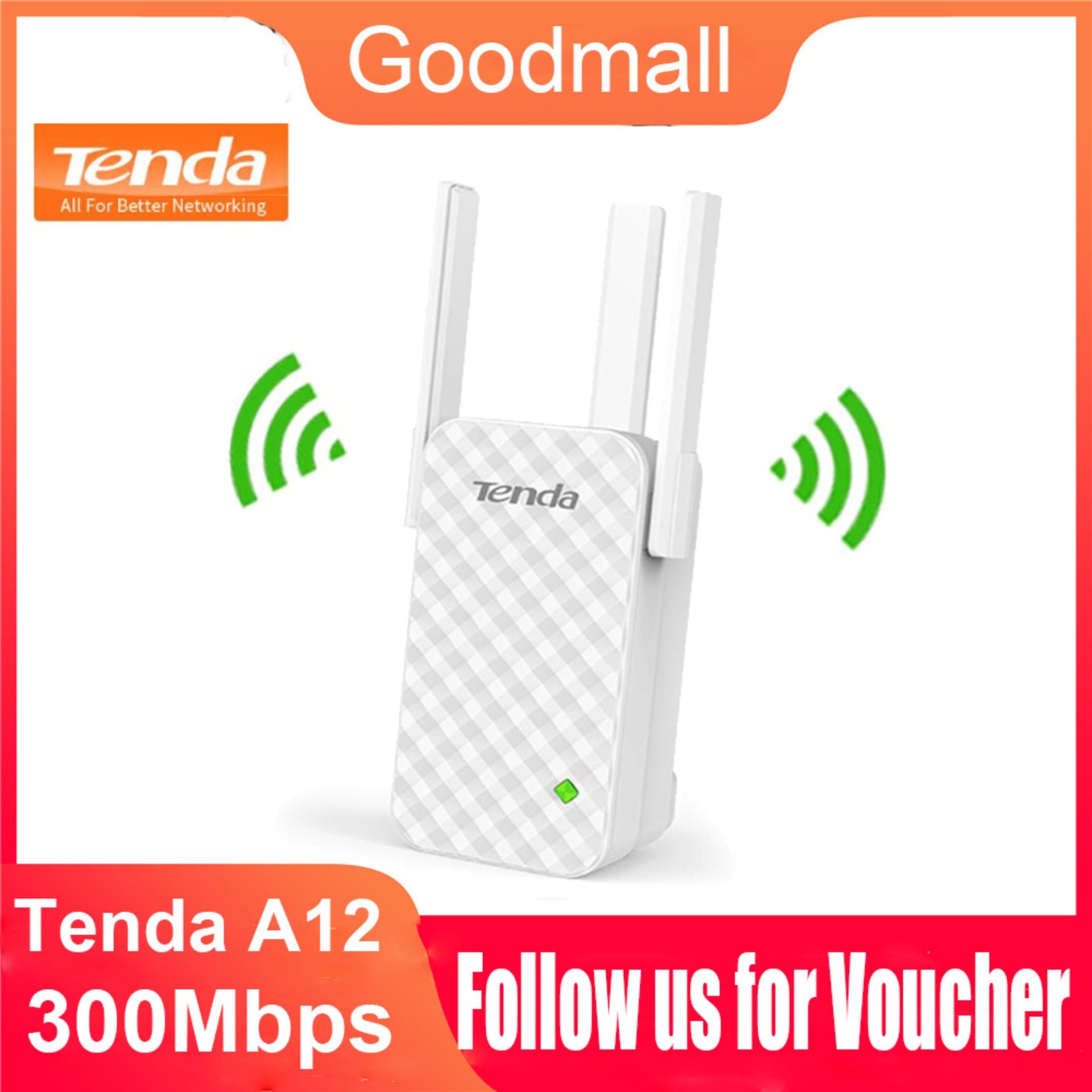 Original Tenda A12 Wireless WiFi Repeater 300 Mbps 3 เสาอากาศ Enhance Universal Wireless Range Extender, Enhance AP Receiving Launch, High Compatible with Router ตัวขยายสัญญาณ สัญญาณทั่วถึง ติดตั้งง่าย พร้อมคู่มือภาษาไทย