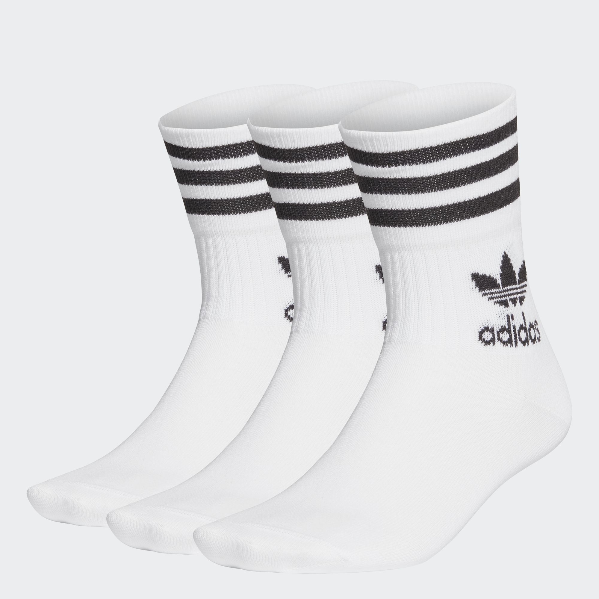 adidas ORIGINALS Mid Cut Crew Socks 3 Pairs ไม่ระบุเพศ สีขาว GD3575