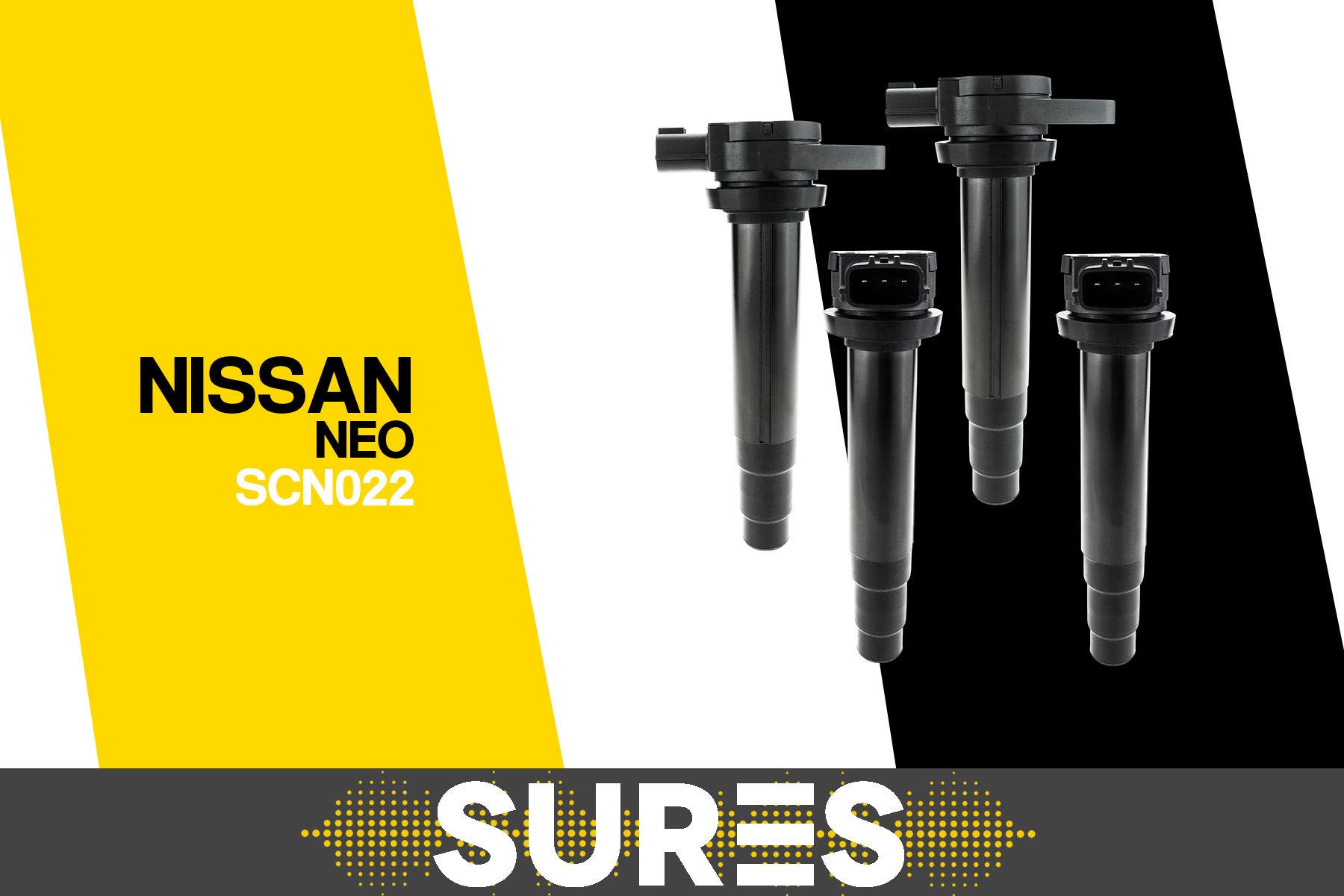 Setคุ้ม4 ตัว คอยล์จุดระเบิด NISSAN SUNNY NEO 1.6 & 1.8 / ALMERA YOUNG - SURES MADE IN JAPAN - คอยล์หัวเทียน SCN-022 ราคา 3,740 บาท*ส่งฟรี