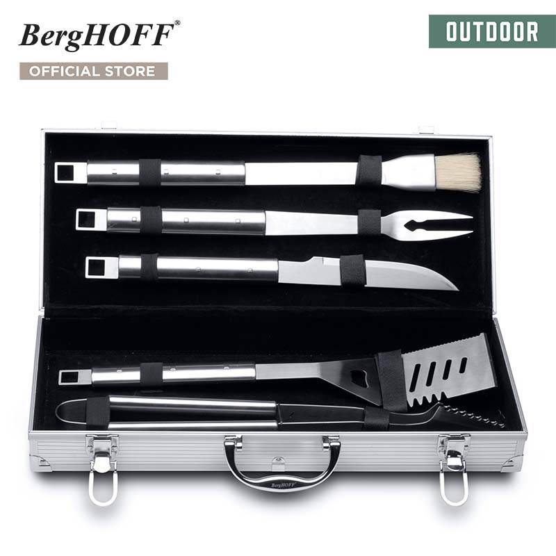 BergHOFF ชุดอุปกรณ์บาร์บีคิวสแตนเลสสตีล รุ่น Outdoor 6 ชิ้น ทนทาน สีเงิน 1108180 ราคา 3,432 บาท*ส่งฟรี