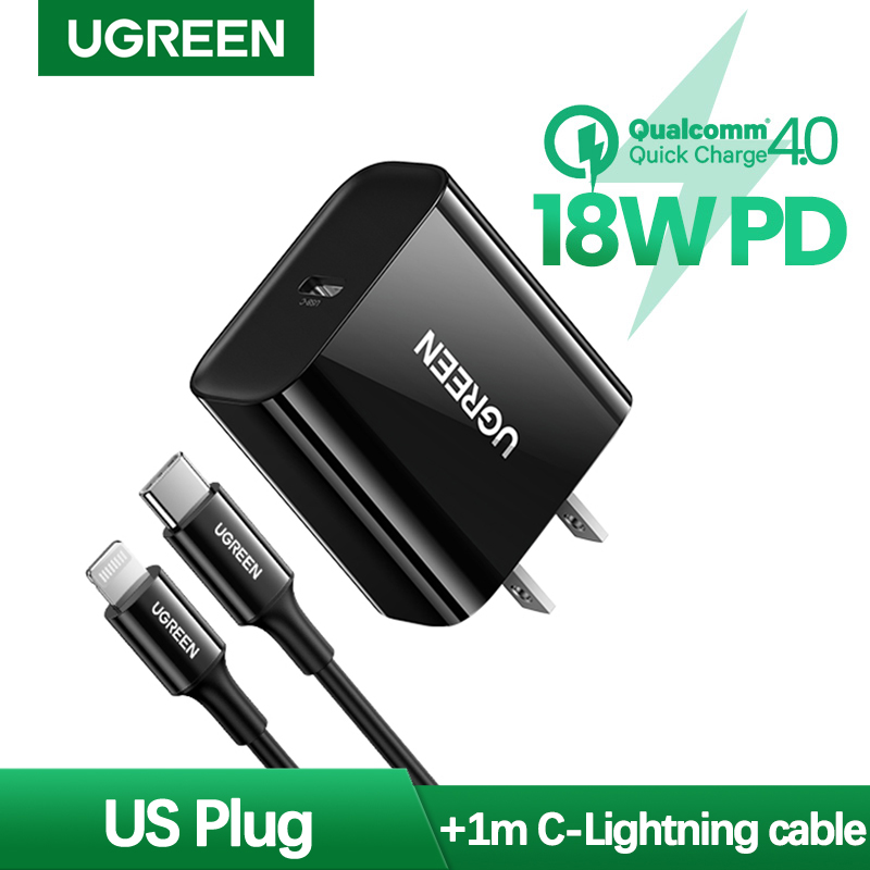 【18/20W】UGREEN สายชาร์จ iPhone 20W USB C Charger PD Fast Charger หัวชาร์จเร็ว， Type C Power Delivery Wall Charger Adapter Compatible for ที่ชาร์จแบต iPhone 12 Pro Max， 11 Pro Max XR 8 Plus