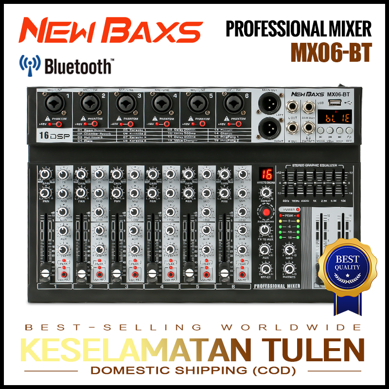 NewBaxs 16dsp USB signal Bluetooth/MP3 amplifier KTV stage perfor professional 6-channel mixer mx06bt signal EQ mixer effect ราคา 1,380 บาท*ส่งฟรี