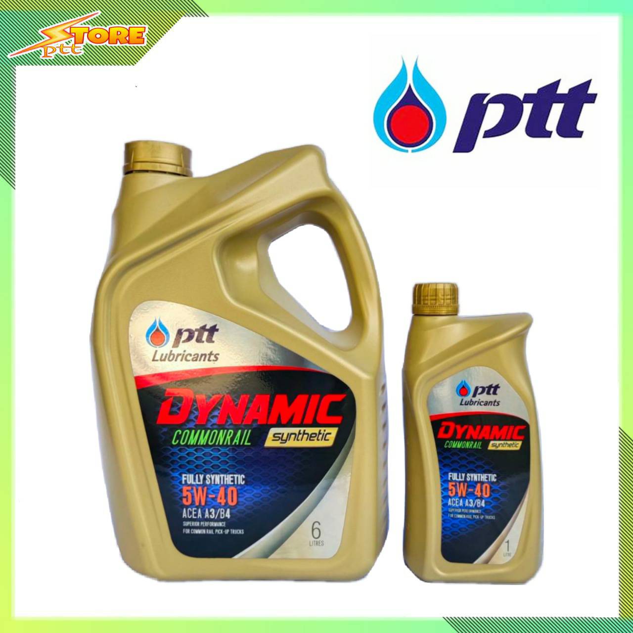 PTT (ปตท) FULLY SYNTHETIC 5W-40 7ลิตร DYNAMIC Commonrail Synthetic น้ำมันเครื่องยนต์ ดีเซล สังเคราะห์แท้ 100%