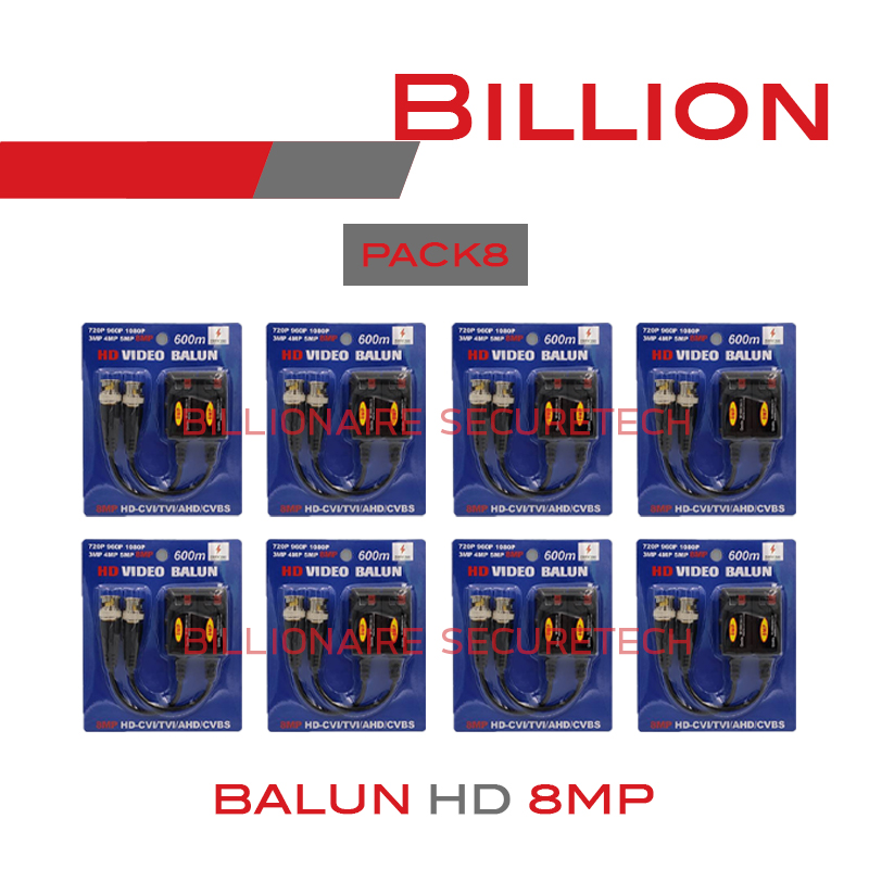HD VIDEO BALUN 600 M. บาลัน 600 เมตร รองรับกล้องความละเอียดสูงสุด 8 ล้านพิกเซล (PACK 8) BY BILLIONAIRE SECURETECH ราคา 224 บาท*ส่งฟรี