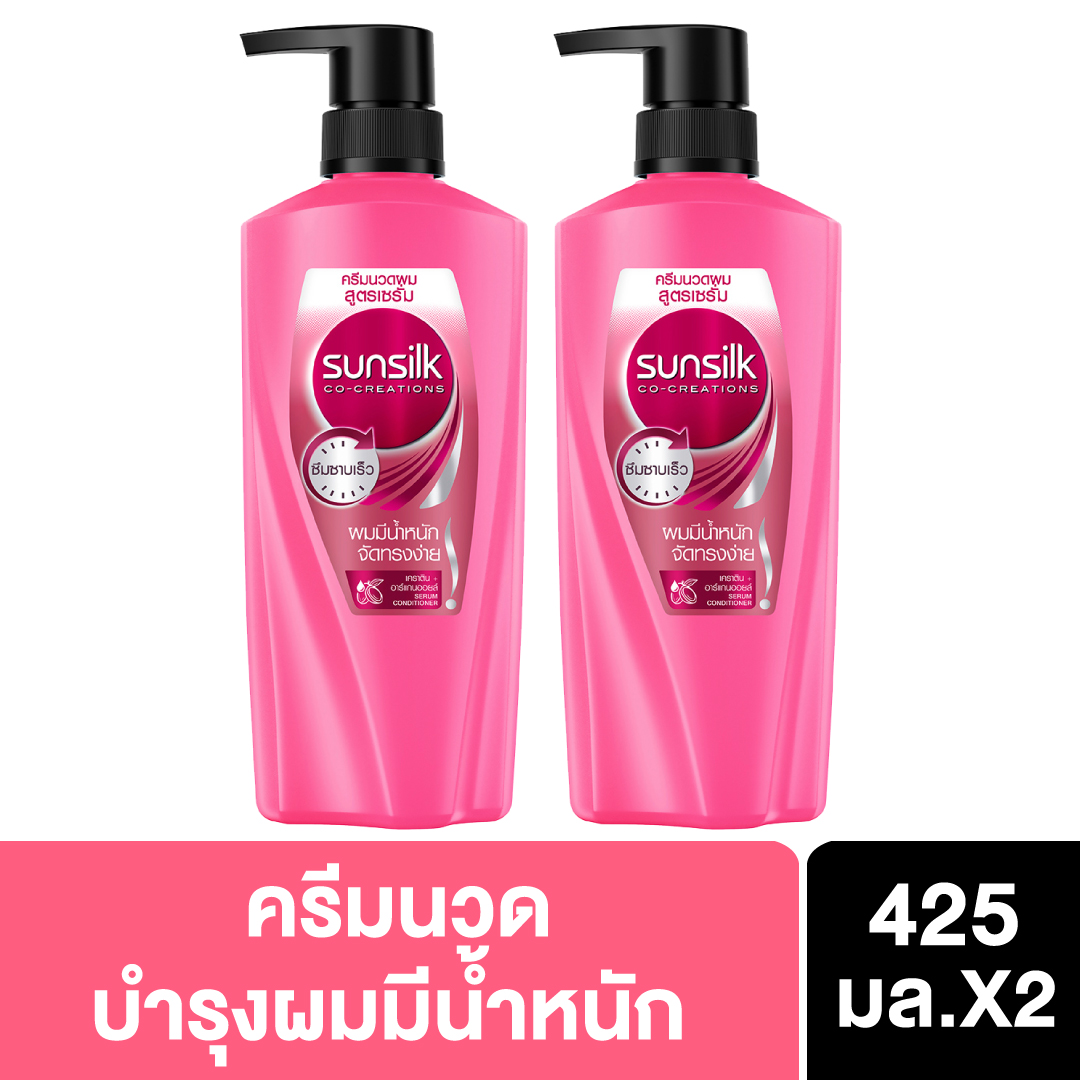 ซันซิล ครีมนวด สมูท แอนด์ เมเนจเอเบิ้ล ผมมีน้ำหนัก 425 มล [x2] Sunsilk Conditioner Smooth and Manageable Pink 425 ml [x2]