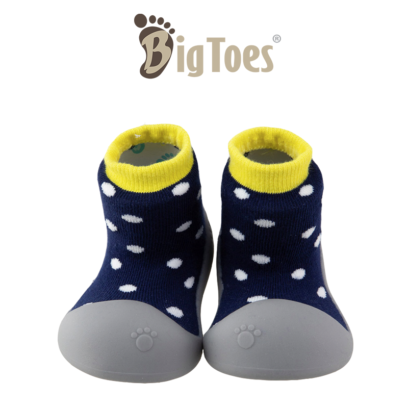 รองเท้าหัดเดิน Bigtoes ลาย Polka Navy รองเท้าเด็กอ่อน รองเท้าถุงเท้า รองเท้าเด็กผู้ชาย รองเท้าเด็กผู้หญิง Baby Shoes